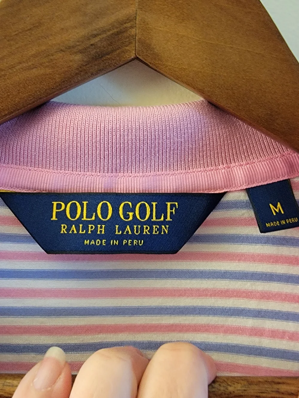 Ralph Lauren Polo Golf Men's Pink and Light Blue Striped Polo